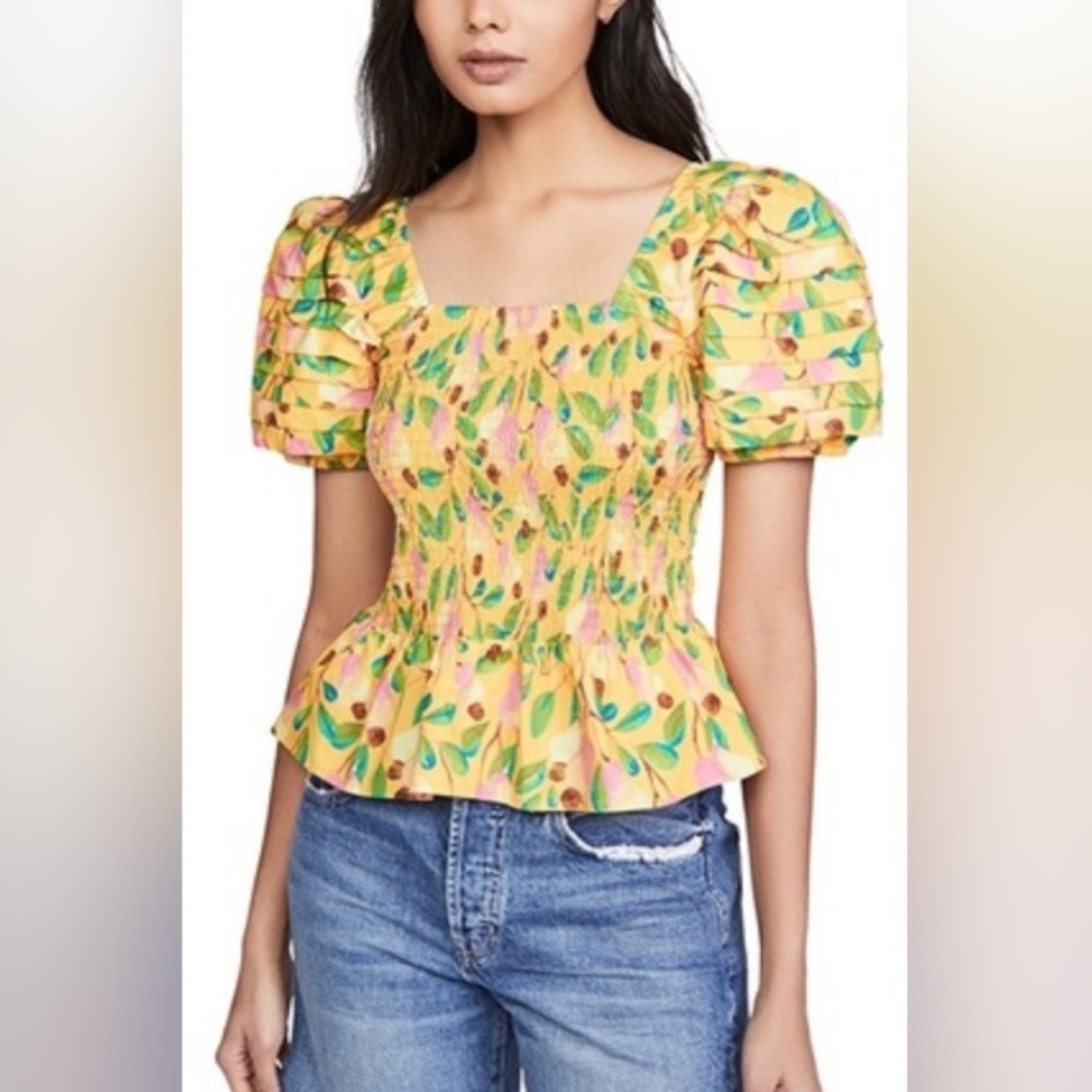 NWT FARM Rio Mini Cashew Smocked Top